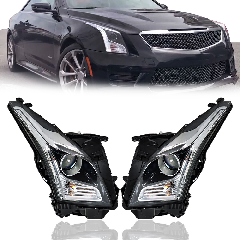 For Cadillac ATS 2013-2018 Left+Right Side Projector Headlight Assembly Halogen
