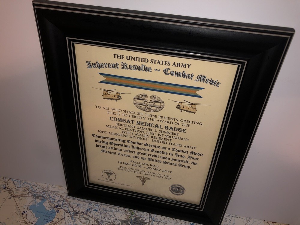 COMBAT MEDIC / CMB - INHERENT RESOLVE (COMMEMORATIVE ISSUE CERTIFICATE)