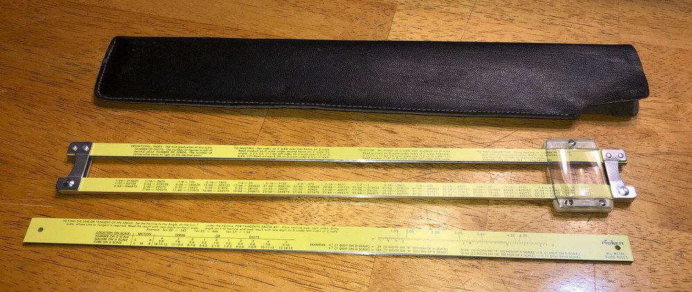 PICKETT COMPLEX TRIG PILOTS SLIDE RULE MODEL N902-ES WITH CASE