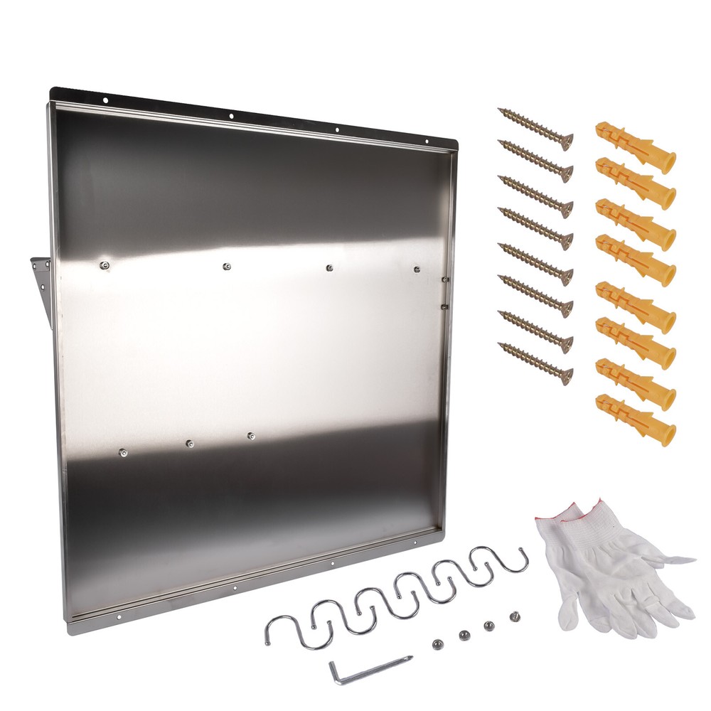 Range Backsplash with Shelf Silver Stainless Steel Backsplash for Range Hood