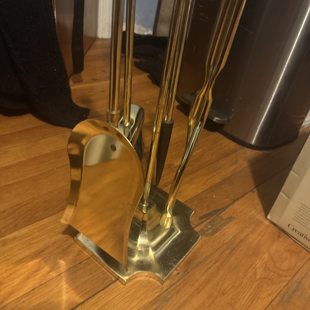 Vintage Brass Fireplace Tool Set