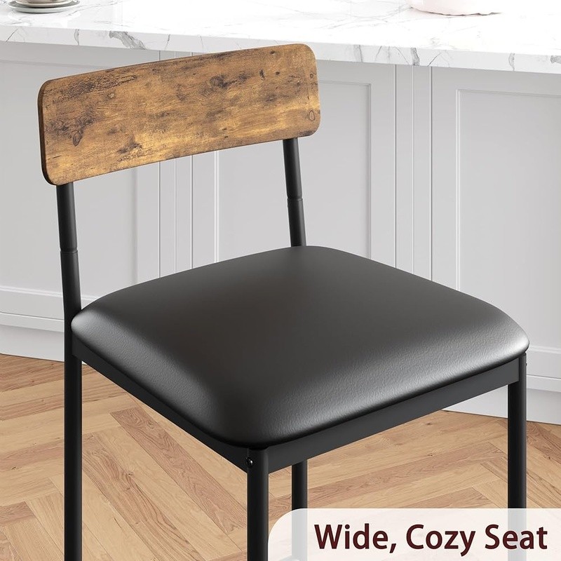 Cozy Upholstered Bar Chairs Dining Table Set W/ Storage Shelves Space Saving New