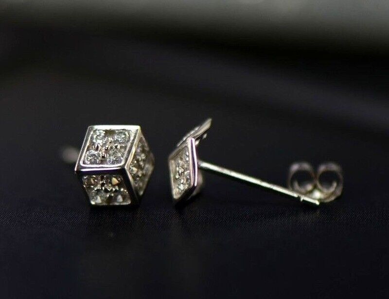 14K Yellow or White Gold Dice Stud earrings