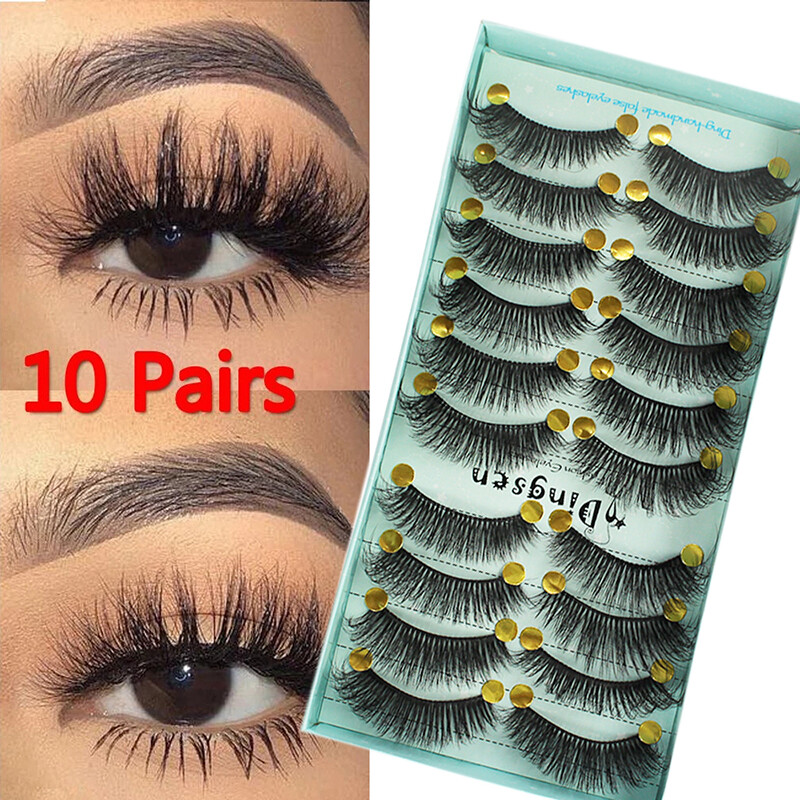 10Pair 3D False Eyelashes Wispy Fluffy Natural Soft Long False Eyelashes Makeup✔