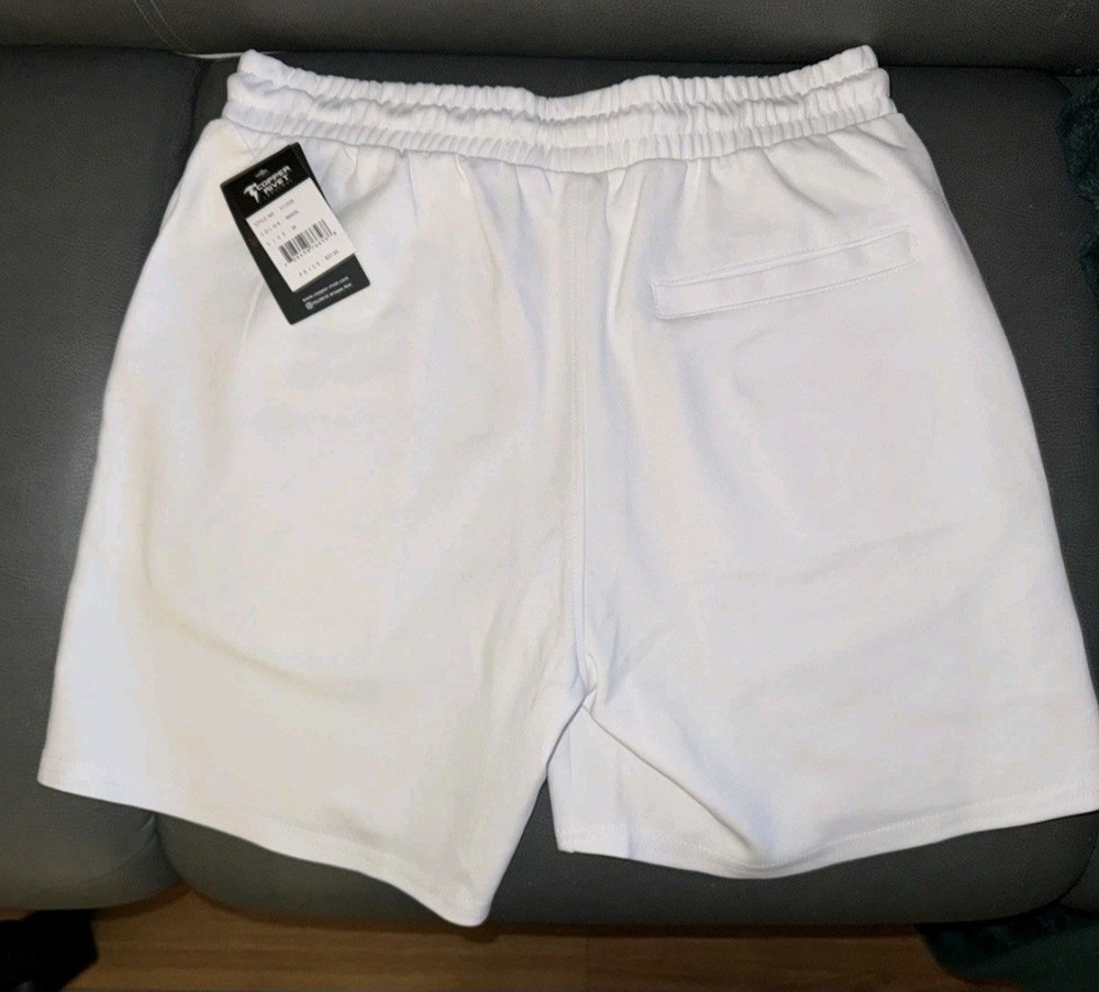 Copper Rivet Men's M White Athletic Shorts Drawstring Pockets Graphic Logo