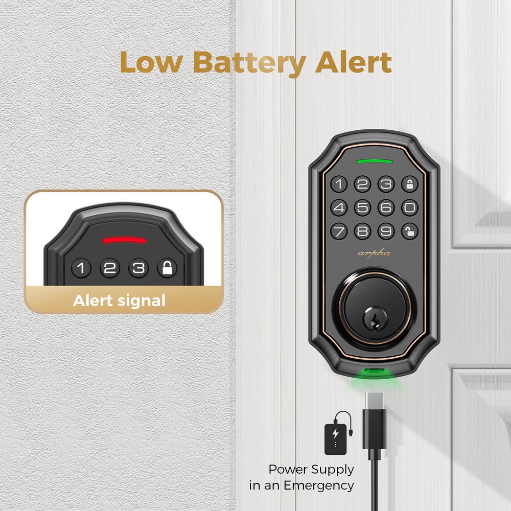 ARPHA Smart Door Lock 100Code AntiPeeping Password Keypad Deadbolt Keyless Entry