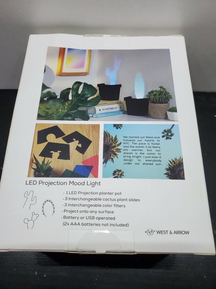 Mini Cactus LED Projection Mood Light By West & Arrow