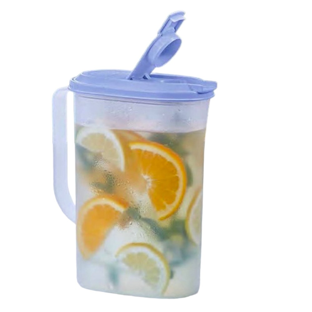 Tupperware Slim Oval 2 Quart Pitcher Refrigerator Pitcher Blue Lid NEW!