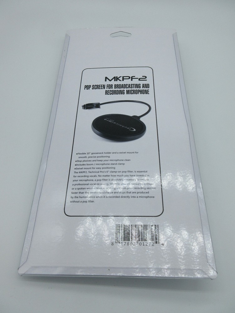 Technical Pro MKPF2 6" Clamp On Microphone Pop Filter With 10" Arm