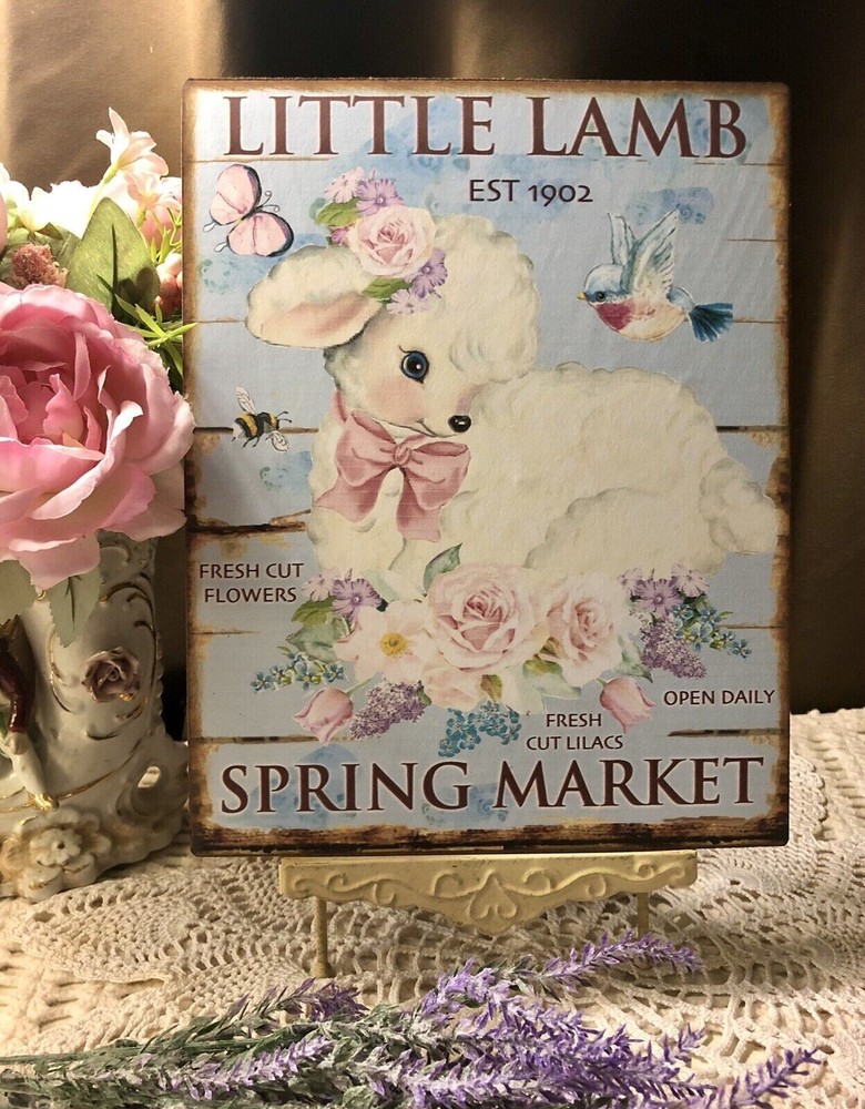 Little Lamb Spring Market, Canvas Board  Sign