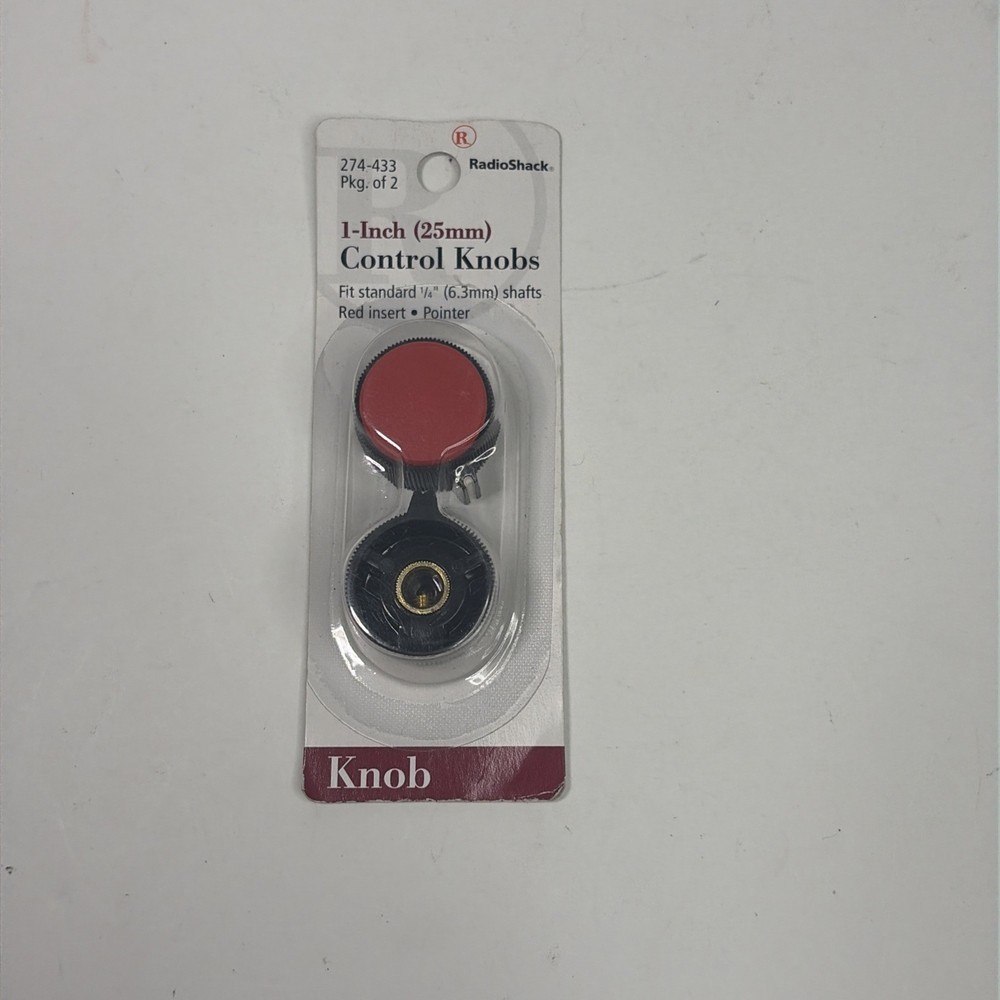 Radioshack Control Knobs, Red Insert, 1" with Pointer. Part # 274-433, NIB