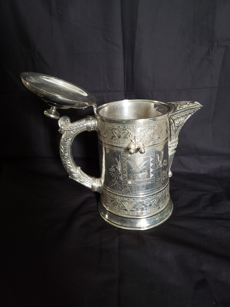 Simpson Hall Miller Quadruple Silverplate Tilting Pitcher + Stand
