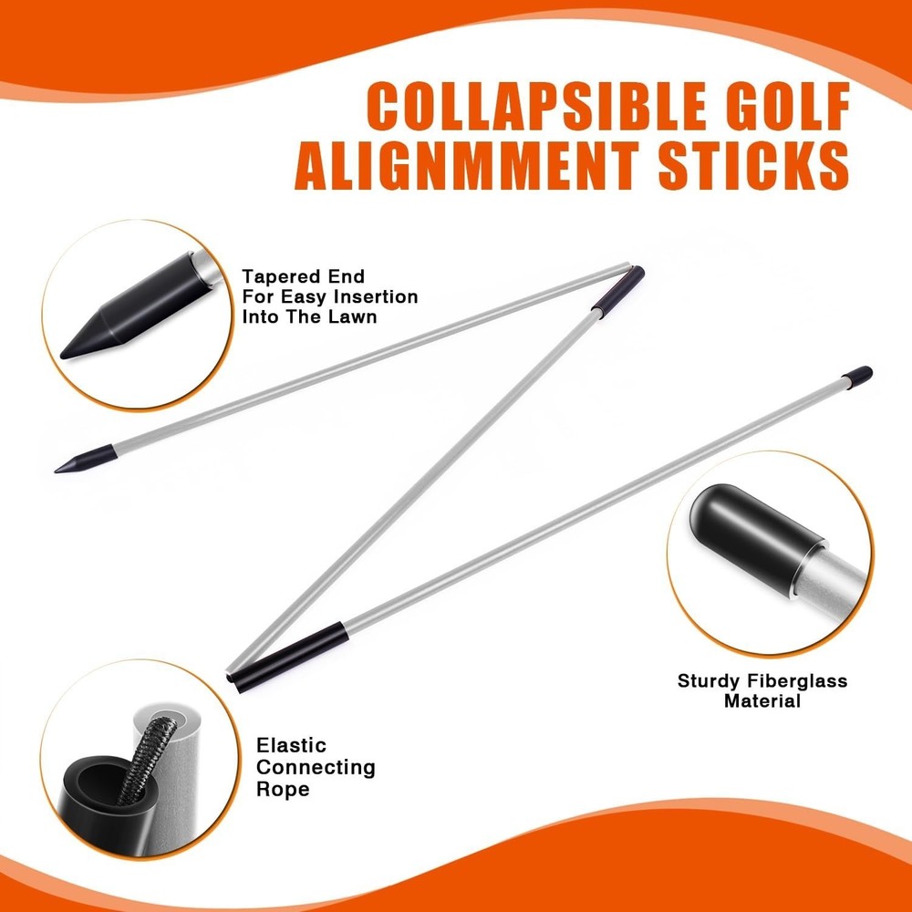 2 Pack Collapsible Golf Alignment Sticks & 1 Pack Golf Magnetic Alignment Rods,