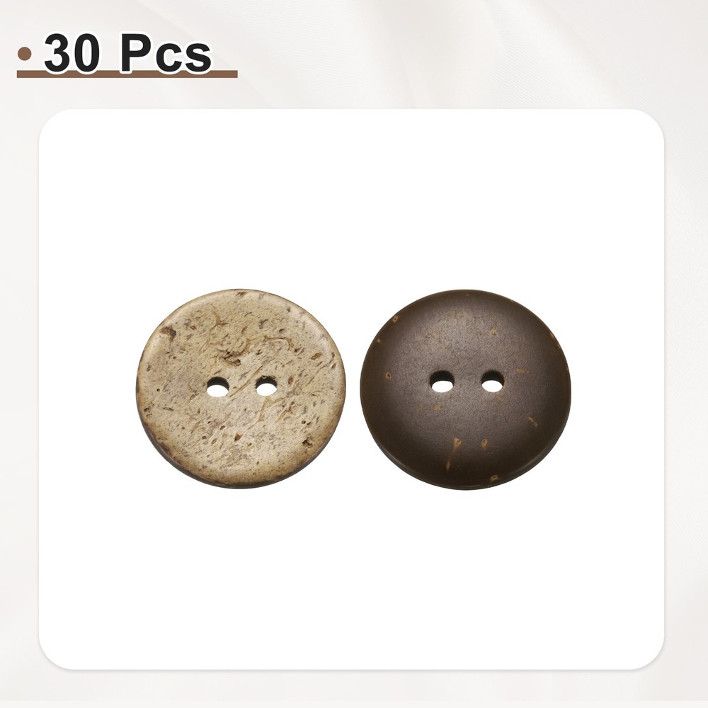 30pcs Coco Shell Buttons 20mm Handmade Sewing Crafts Round Button, Brown