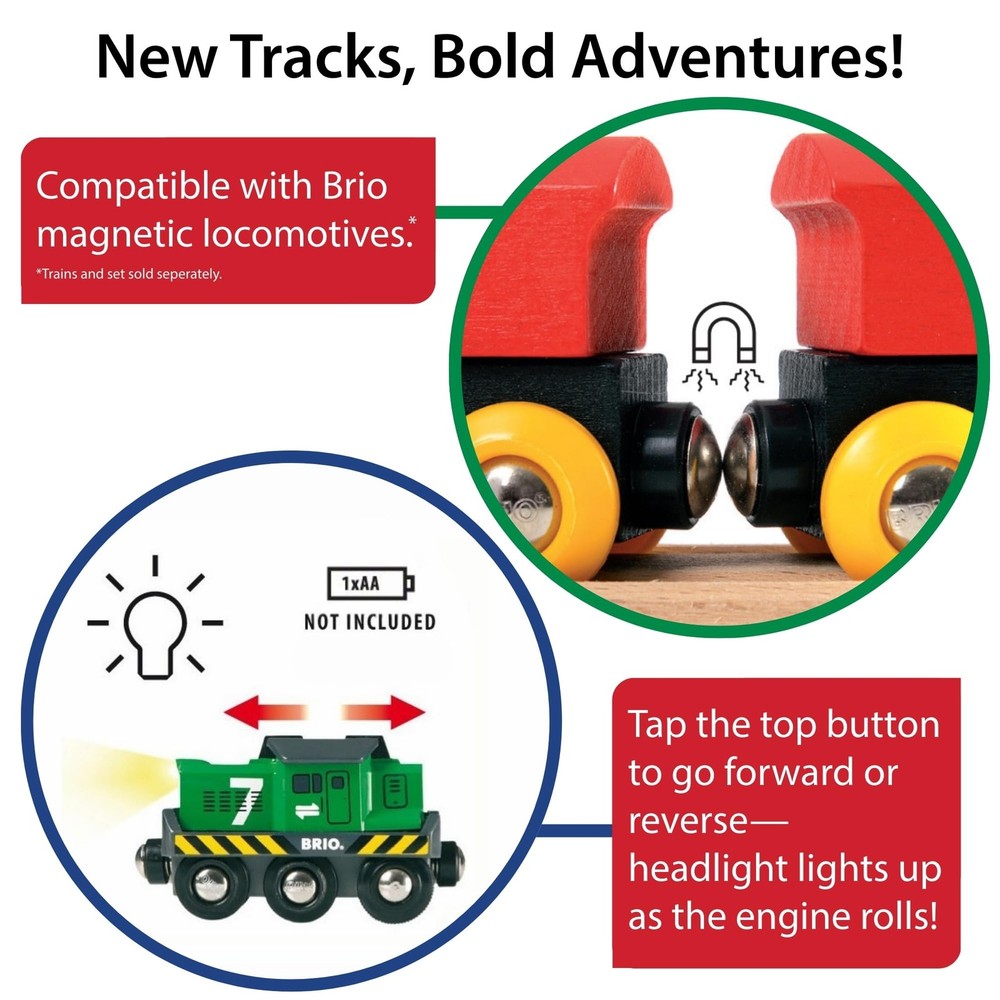 BRIO World Freight Battery Engine - Battery-Operated Toy Train Small, Green