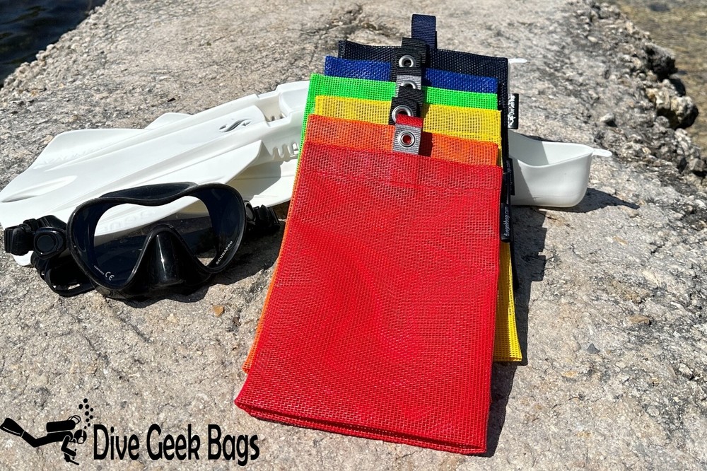 Tall Dive Mesh Pouch - Flat Bottom Bag with Grommet