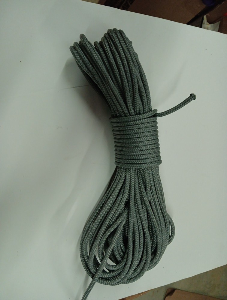 7 mm x 100 ft. Double Braid Firm polyester rope. Light Gray
