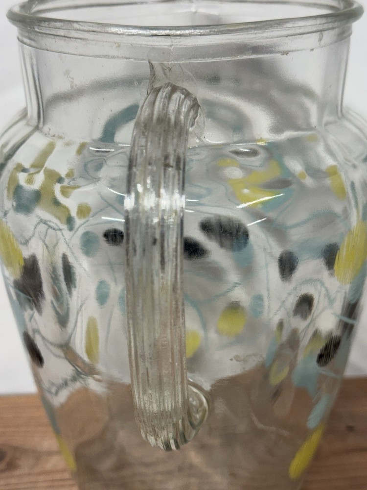 Mid-Century Modern Glass Pitcher With Atomic Style Pattern 1960s