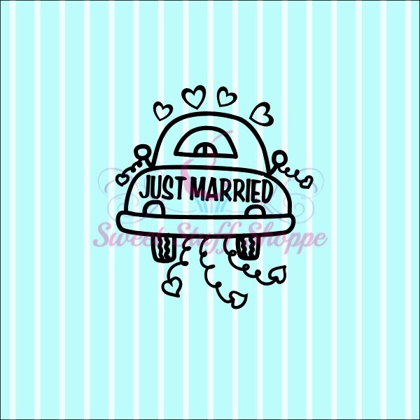 PYO Silk Screen Cookie Stencil, JUST MARRIED, Sweet Stuff Shoppe
