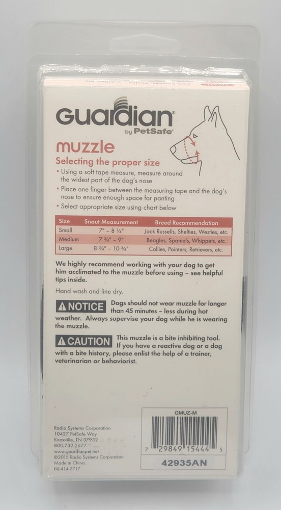 Guardian Muzzle by Petsafe Adjustable Mesh Muzzle - Size Medium.
