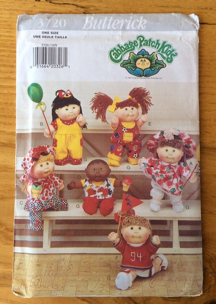 Vintage Butterick Sewing Pattern #3720 Cabbage Patch 10” Doll Clothes
