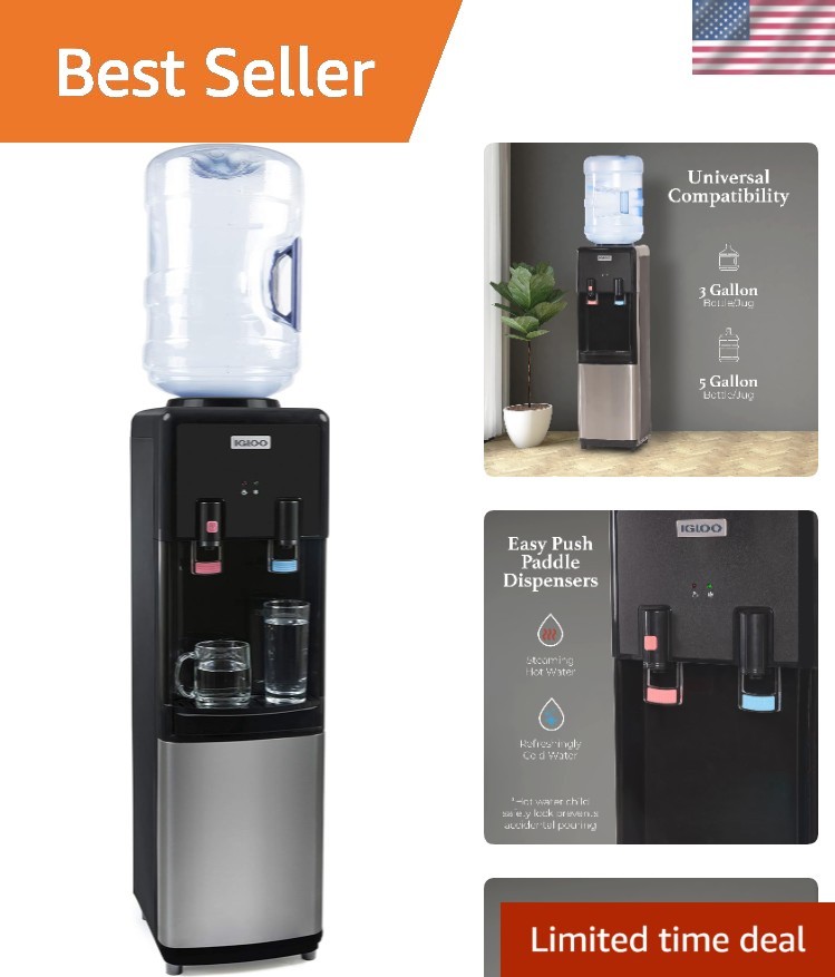 Top Loading Water Cooler with Removable Tray & Energy-Saving Features - Water...