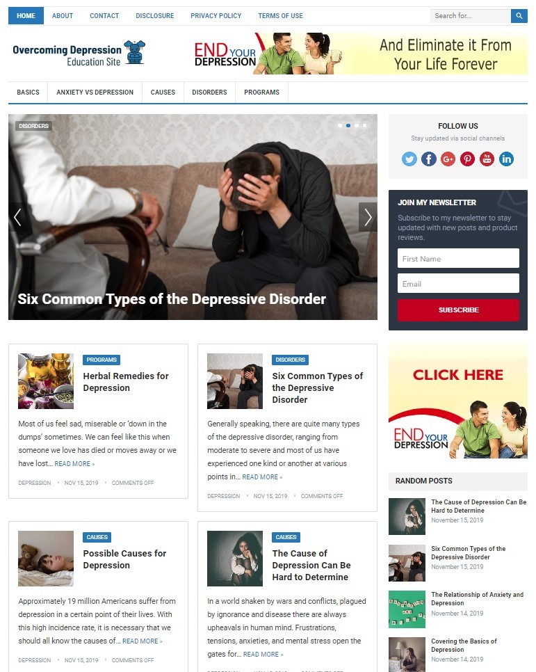 DFY DEPRESSION WORDPRESS THEME+FREE SETUP PRE-DESIGNED BANNERS AND ADS
