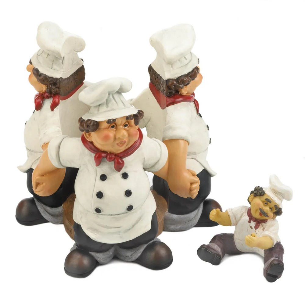 Modern Decorative Tabletop Chef Wine Bottle Holder Polyresin Home Collectible