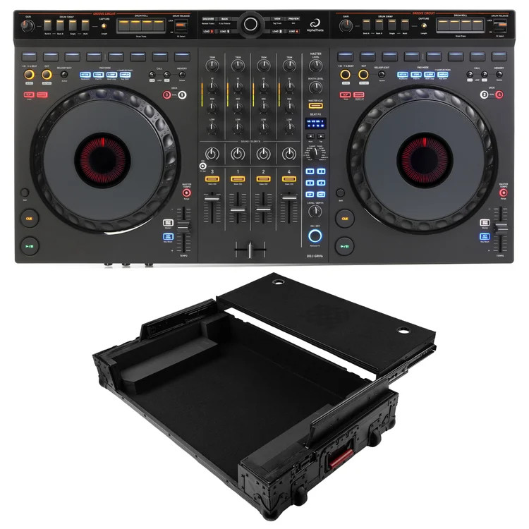 AlphaTheta DDJ-GRV6 4-channel DJ Controller with Upper Deck Flight Case