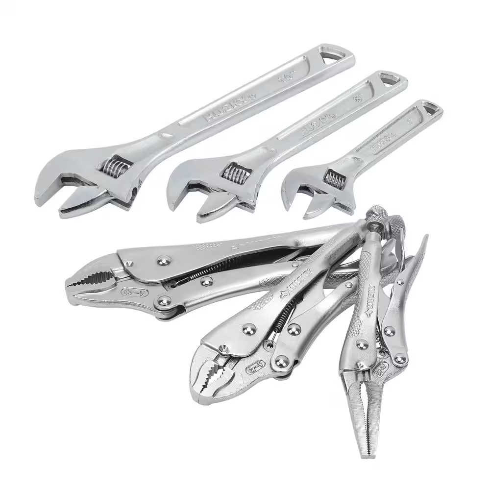 Locking Pliers Set and Adjustable Wrenches (3-Piece)