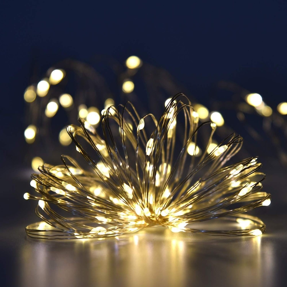 2 Pack 100 LED Solar Powered String Lights Each 33FT Copper Wire 8 Modes Solar