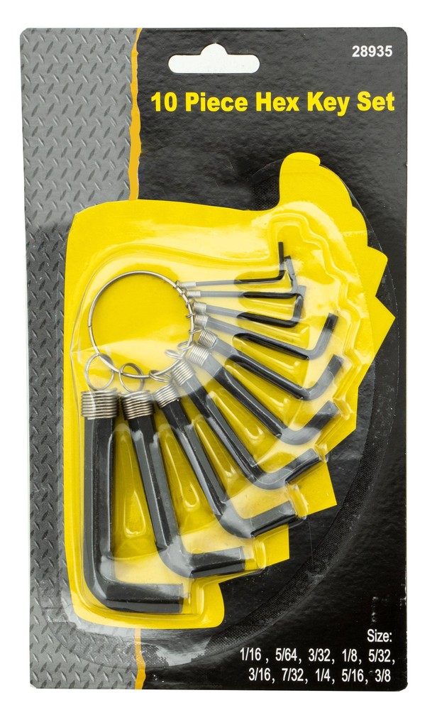 Tool Essentials 10 Piece SAE Hex Key Set on Key Ring