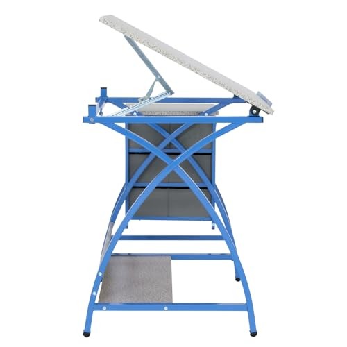 SD STUDIO DESIGNS CRAFT TABLE | ANGLE ADJUSTABLE TOP, STOOL - BLUE/GRAY