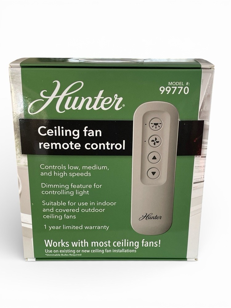 Hunter 99770 Universal Fan-Light Remote Control with Receiver & Wall Cradle