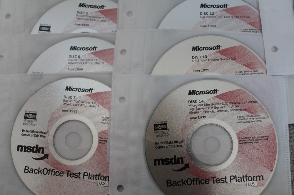 1999 MSDN BackOffice Test Platform Software 1 thru 16 and 19 thru 21