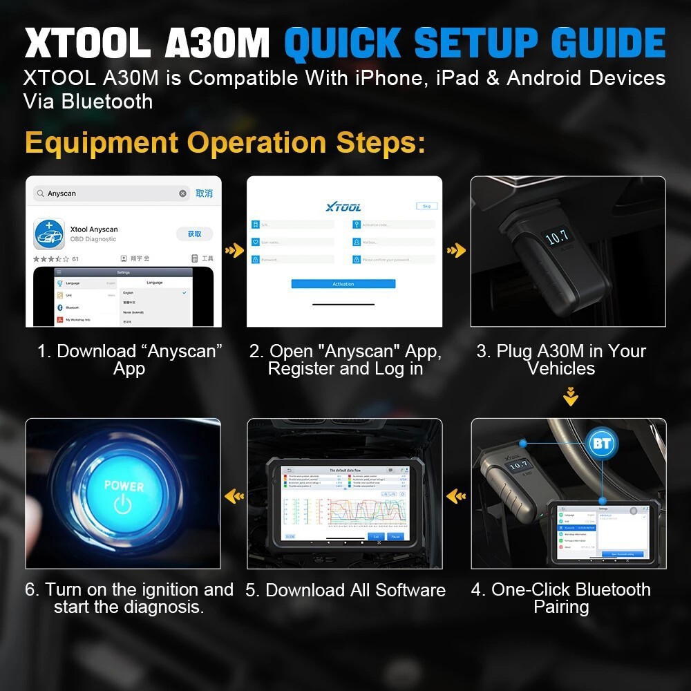 2026 XTOOL A30M KIT Bluetooth All System Car Diagnostic Tool OBD2 Code Scanner