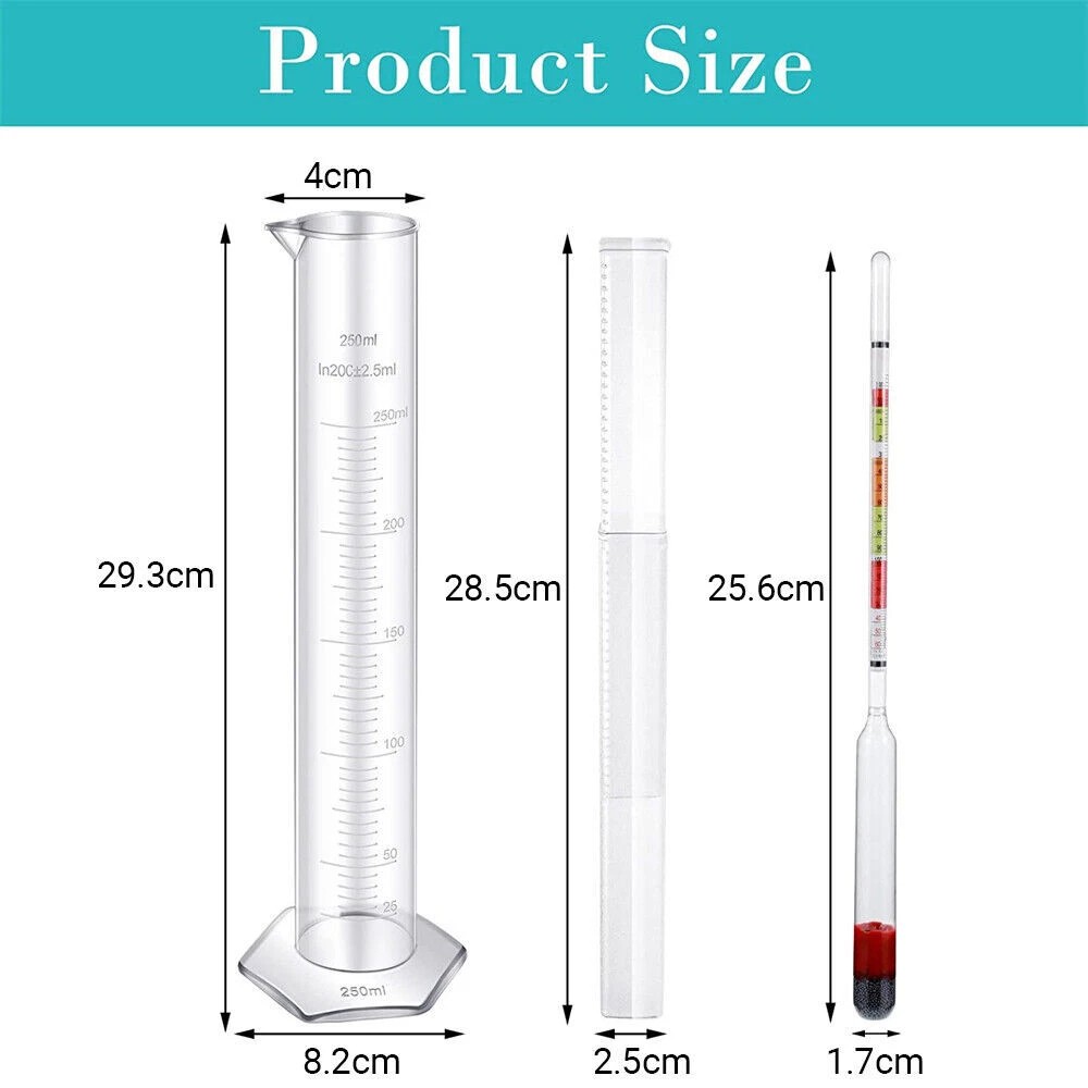 One Set Triple Scale Alcohol Hydrometer and Test Jar for Home Brew Wine