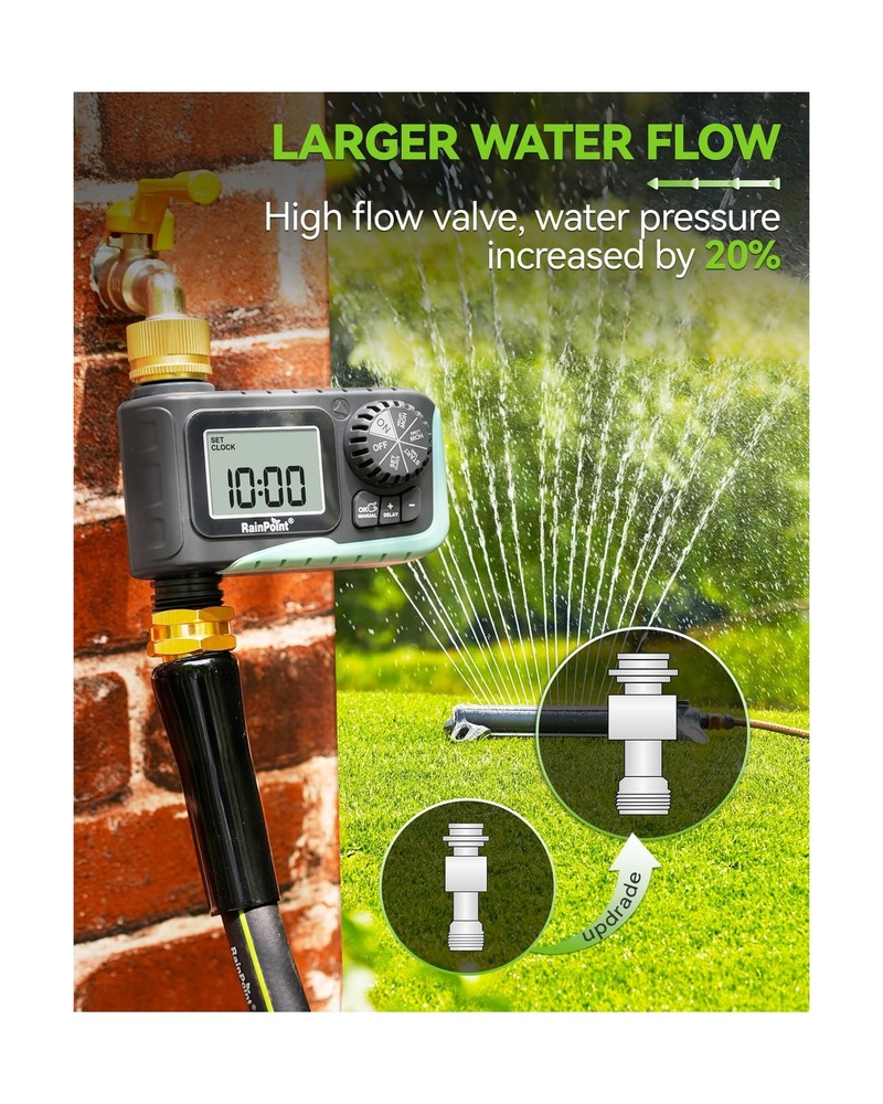 RAINPOINT Sprinkler Timer with Brass Swivel, Programmable Water Timer for Gar...