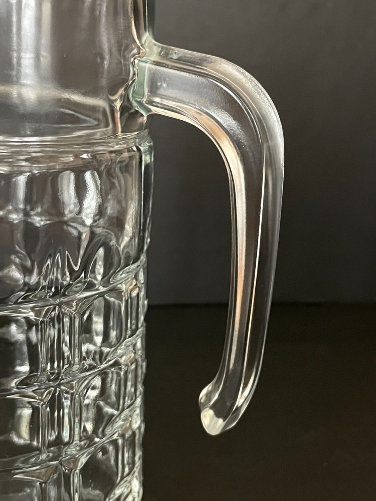 Luminarc Gothique? Cube/Square Pattern Clear Glass Pitcher – Very Nice!