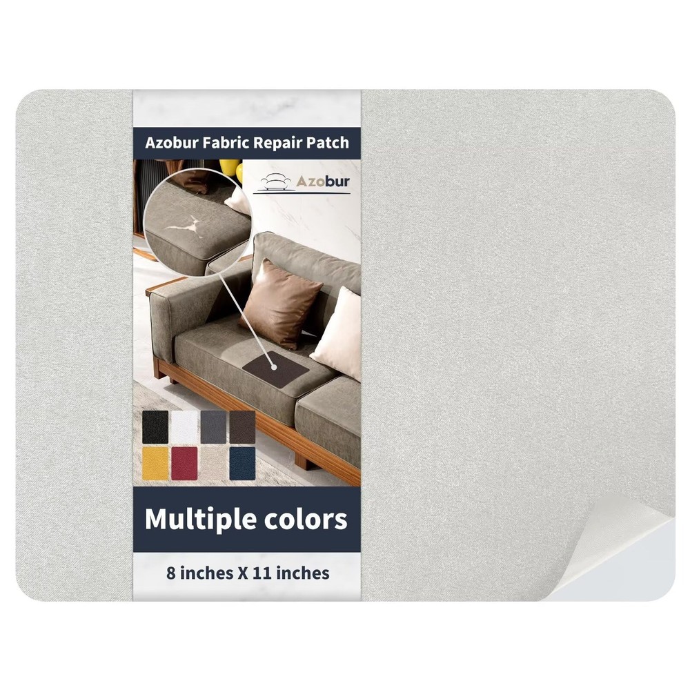 Azobur Velvet Patch,Self-Adhesive Rectangular 8" x 11"(1 Pc), Light Grey
