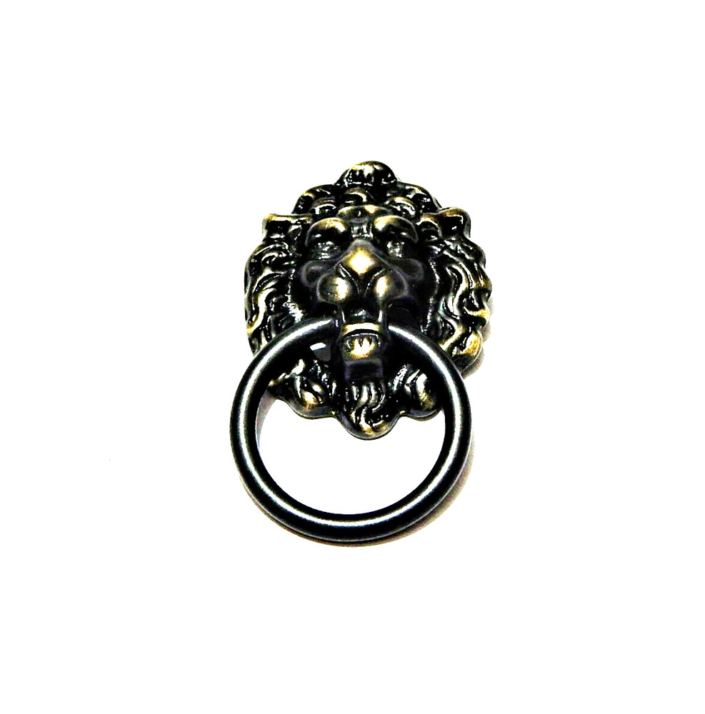 Lions Head Ring Pull For Doors Vanities Chest Antique Brass