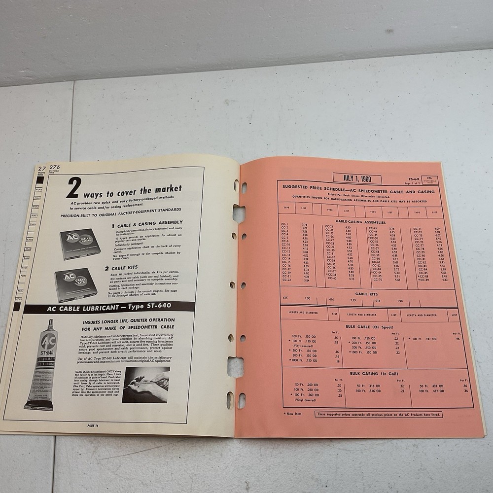 1960 AC Factory Assemblies & Universal Cable Specification Chart & Catalog 276