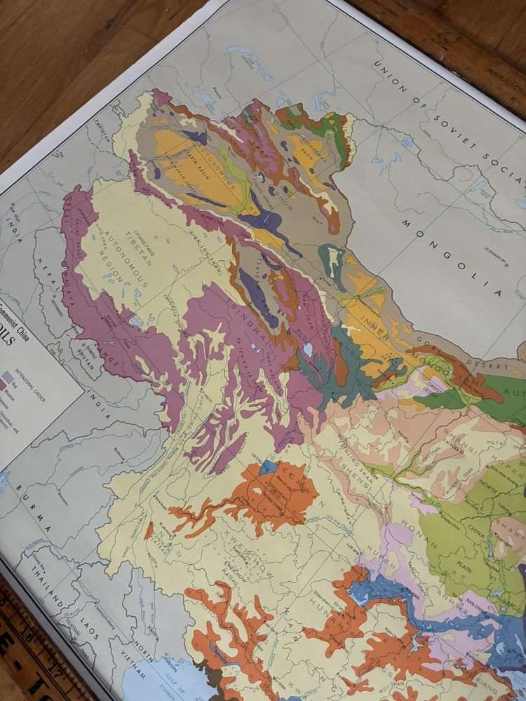 Vintage Communist China Soils Map Original