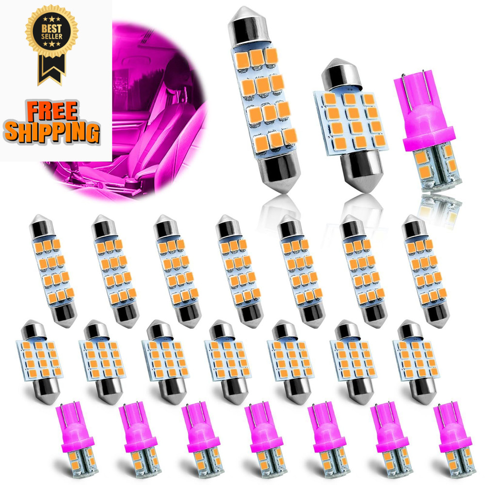 NTNEV 24PCS LED Interior Replacement Bulbs, Car Lights, Dome pink