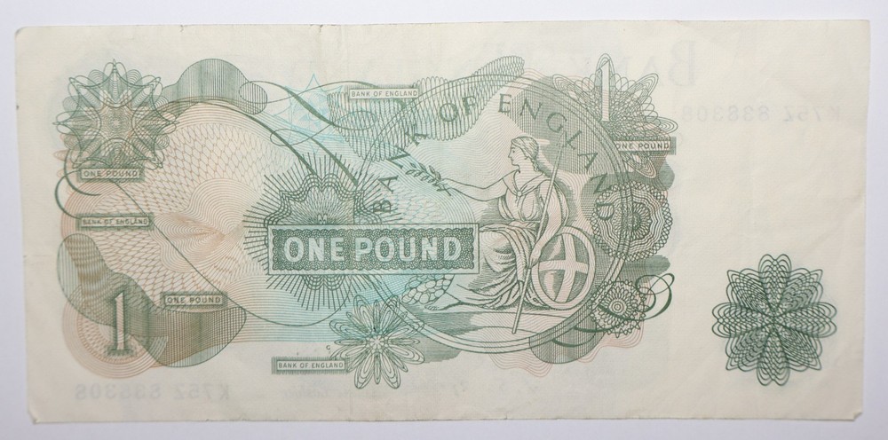 1960's Great Britain 1 Pound Note XF EXTRA FINE