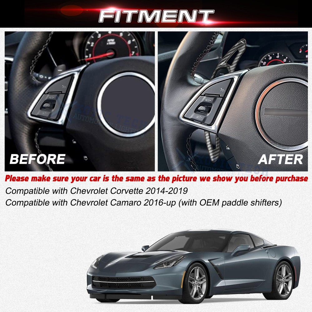 Black/Red Paddle Shift Steering Wheel Shift Extension For Chevy Camaro Corvette
