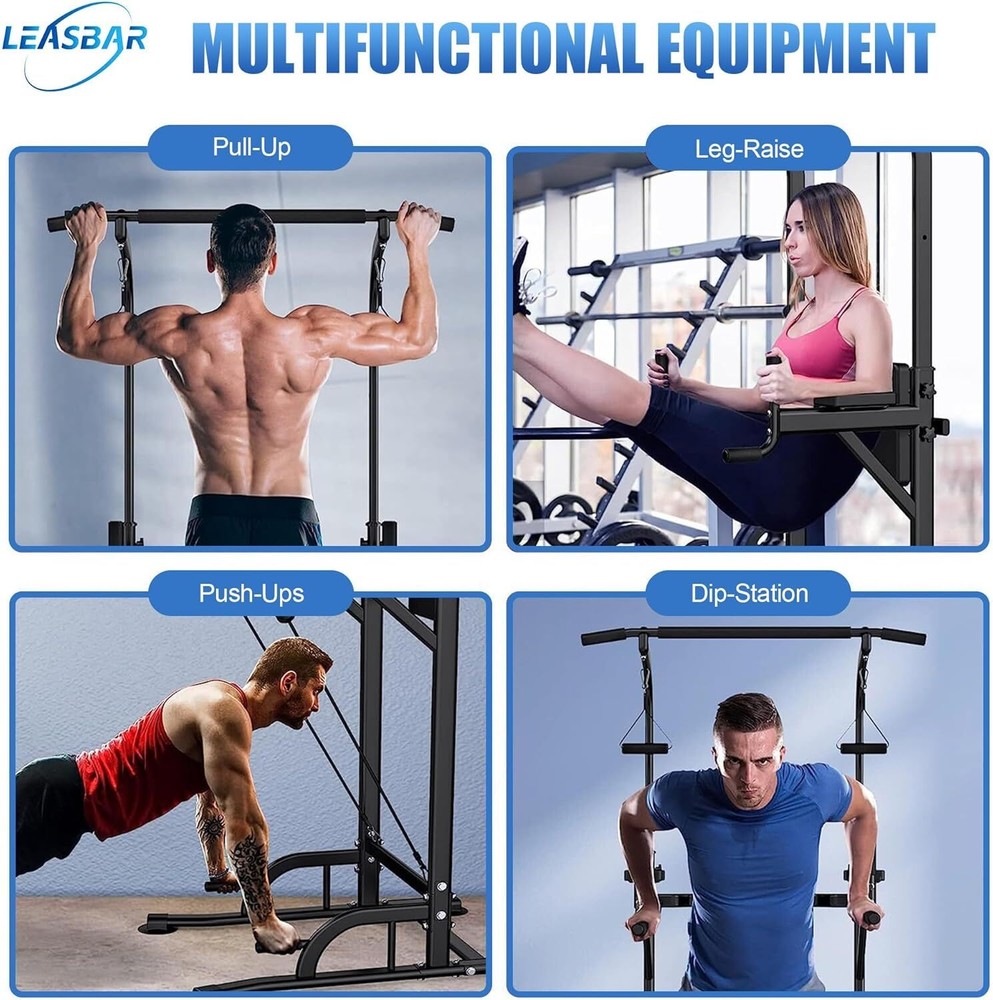 Pull Up Dip Station,Power Tower with Backrest,Adjustable Height Bar Stand