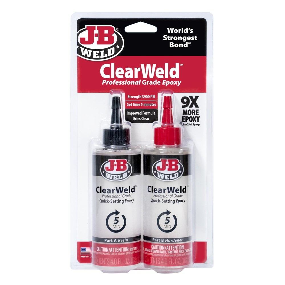 J B Weld Clearweld Epoxy 4Oz Pro Size Clear Bonding Adhesive Multi Surface Use