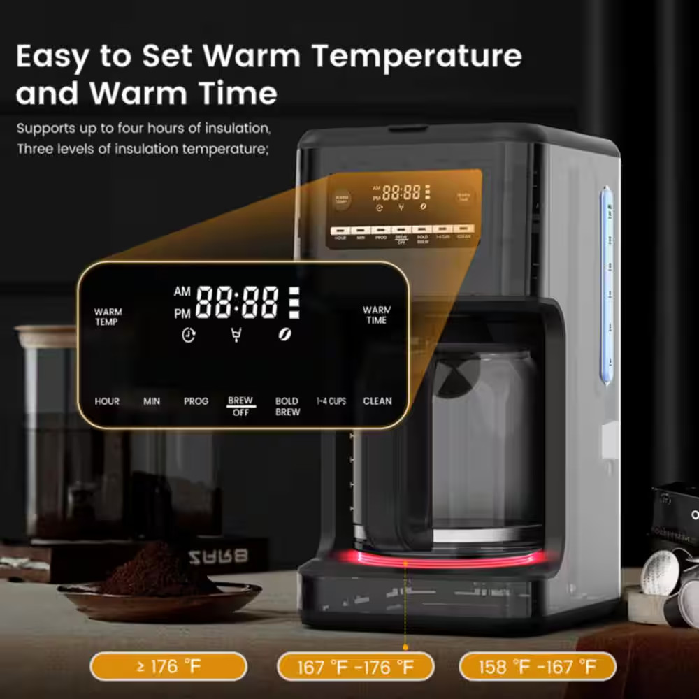 14-Cup Coffee Maker with Carafe Auto Brew Timer Stainless Silver