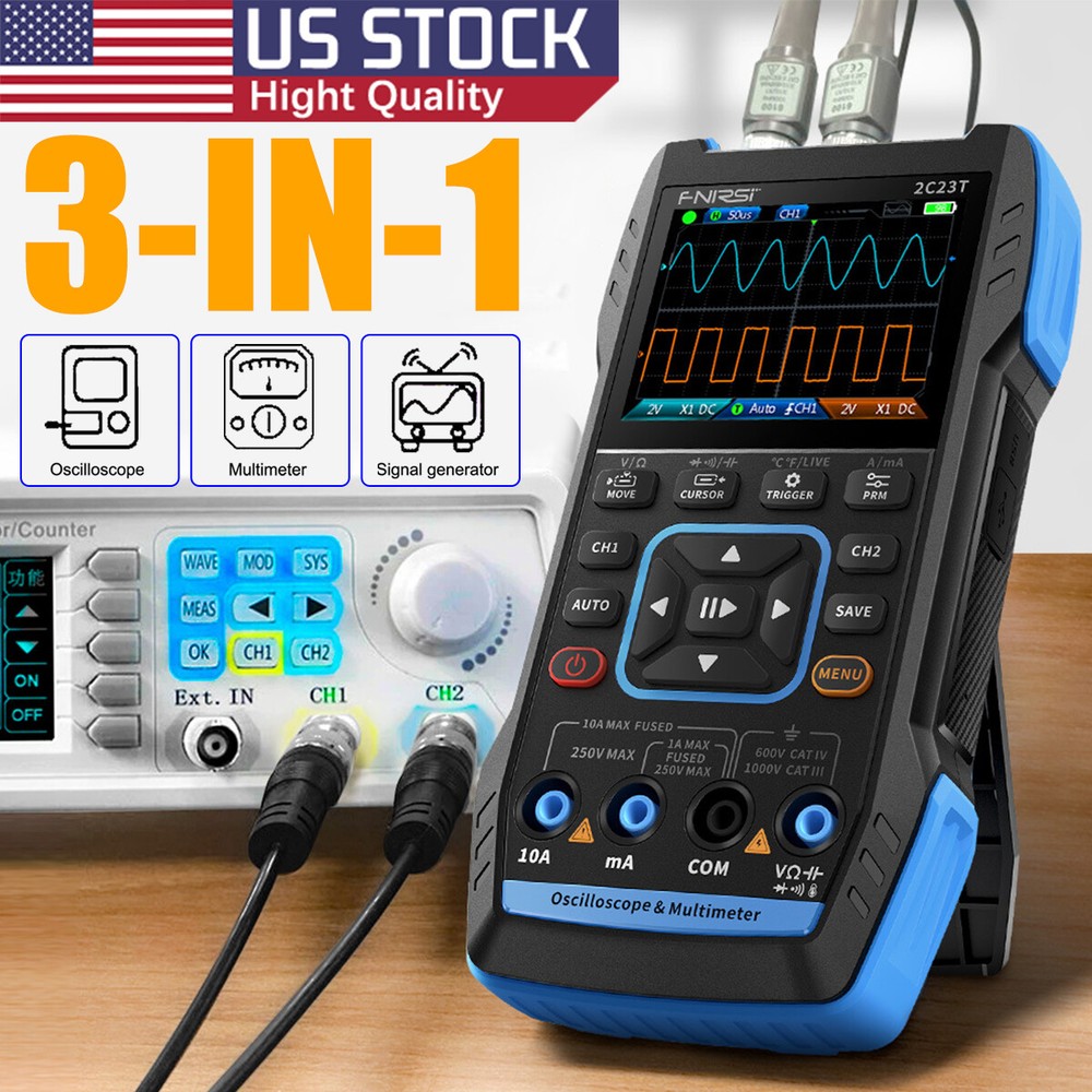 FNIRSI-2C23T Handheld Oscilloscope Digital Multimeter Function Signal Generator